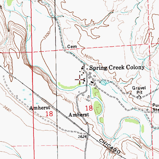 Topographic Map of Spring Creek Colony School, MT
