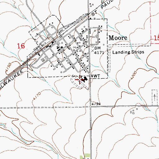 Topographic Map of Moore Public Schools, MT
