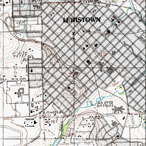 Topographic Map of Lewistown Junior High School, MT