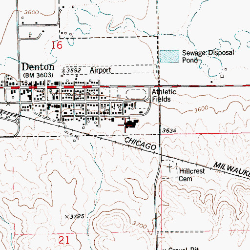 Topographic Map of Denton Public School, MT