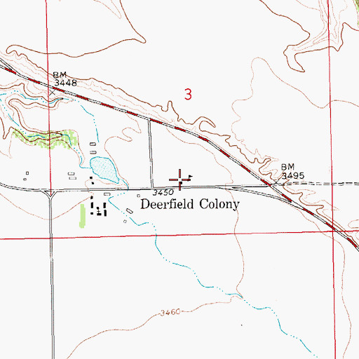 Topographic Map of Deerfield School, MT