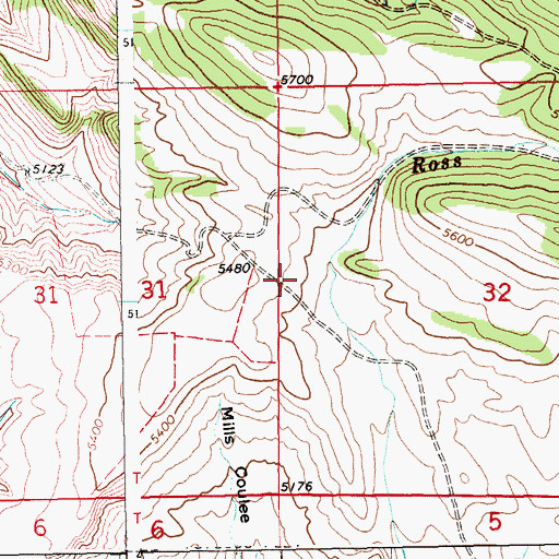 Topographic Map of Hyde Creek School (historical), MT