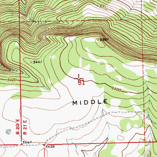Topographic Map of Middle Bench Pine Grove School (historical), MT