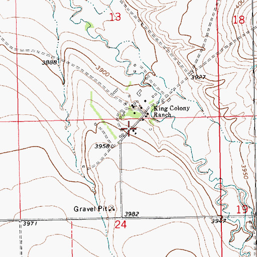 Topographic Map of King Colony School, MT