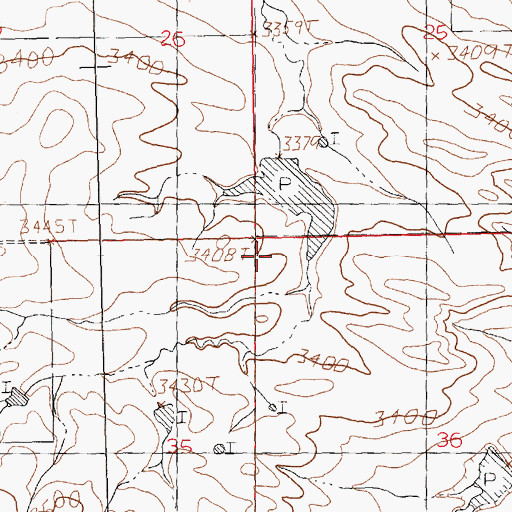 Topographic Map of Iowa Bench School (historical), MT