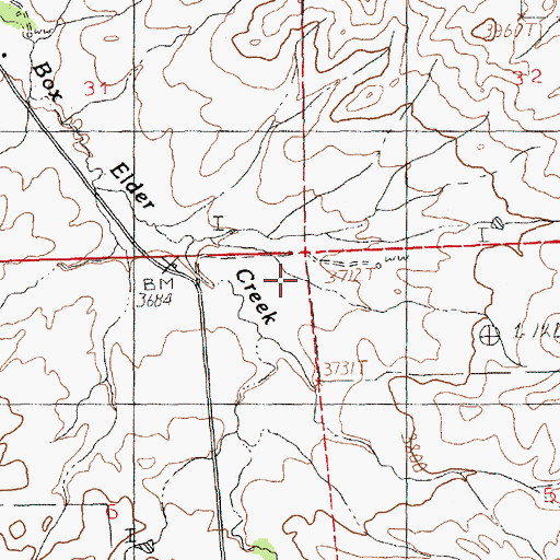 Topographic Map of Box Elder School (historical), MT