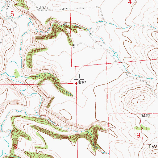 Topographic Map of Twin Buttes School (historical), MT