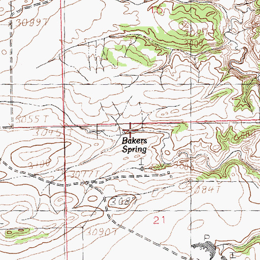 Topographic Map of Baker Spring School (historical), MT
