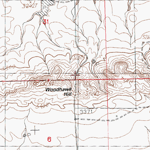 Topographic Map of Wood Hawk School (historical), MT