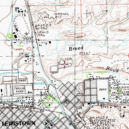 Topographic Map of Calvary Cemetery, MT
