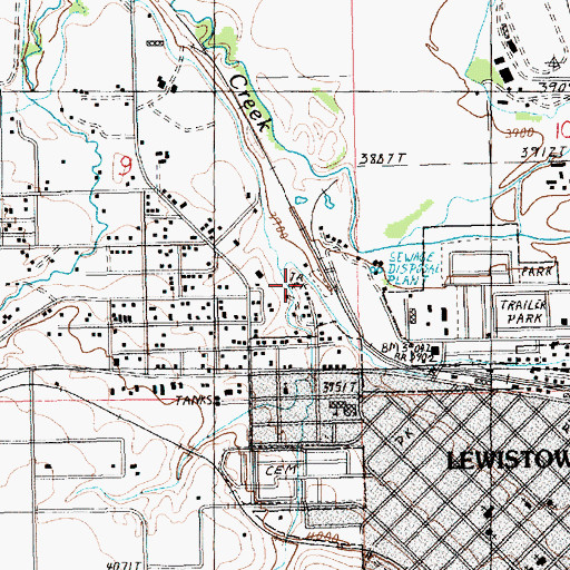 Topographic Map of Valley View Castle Mobile Home Park, MT