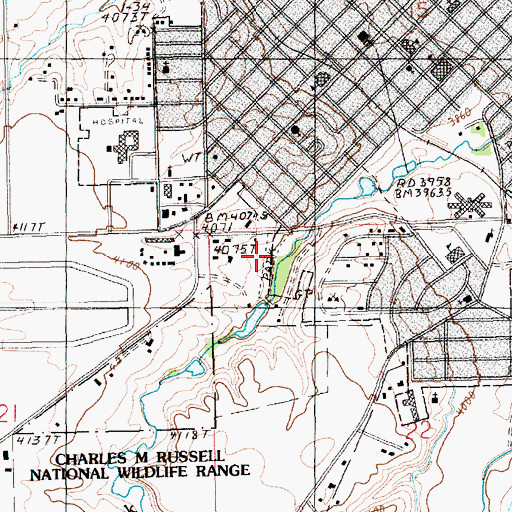 Topographic Map of Fred Robinson Park, MT