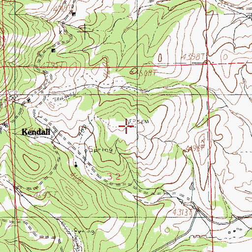 Topographic Map of Kendall Cemetery, MT