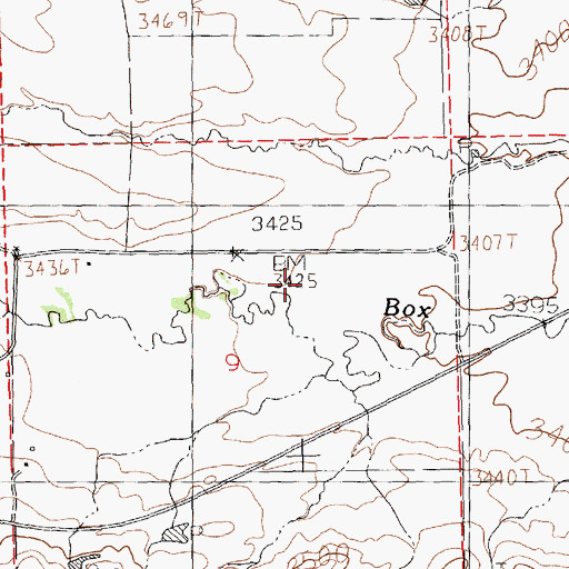 Topographic Map of Box Elder (historical), MT