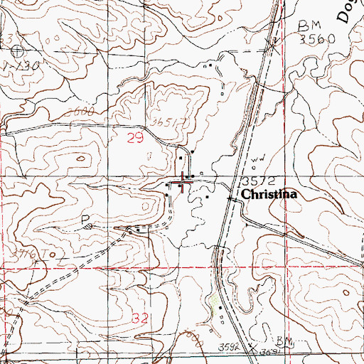 Topographic Map of Christina Post Office (historical), MT