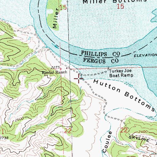 Topographic Map of Carroll Post Office (historical), MT