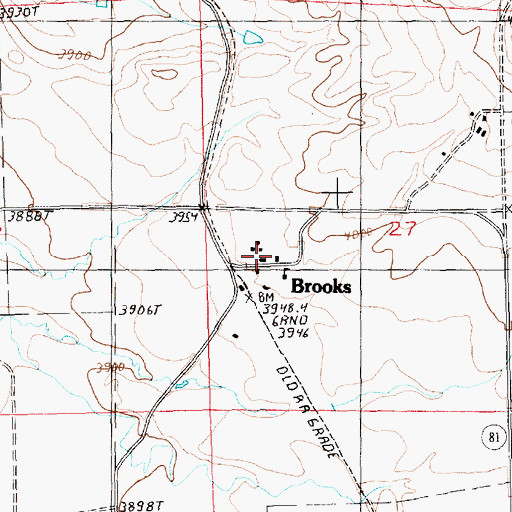 Topographic Map of Brooks Post Office (historical), MT