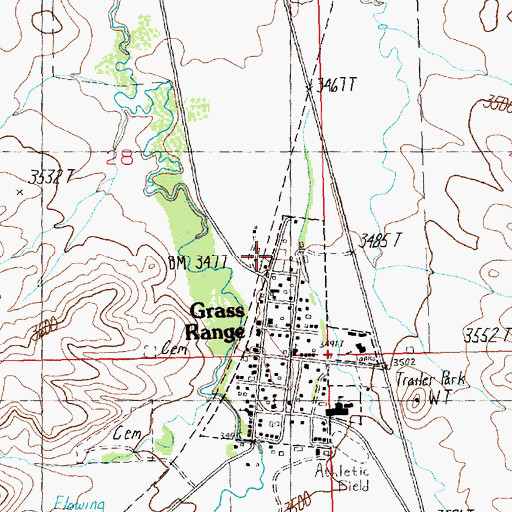 Topographic Map of Grass Range (historical), MT