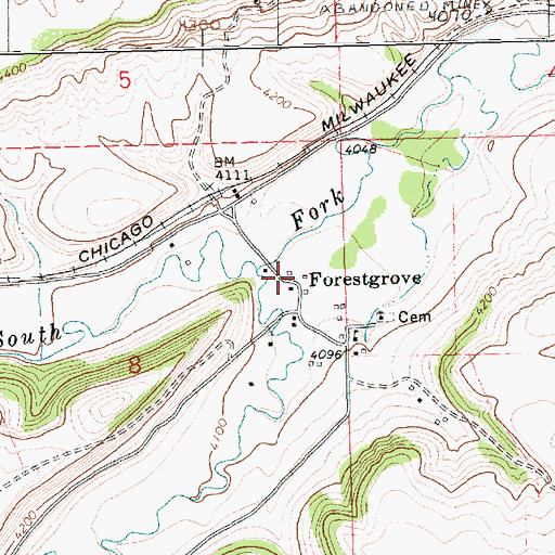 Topographic Map of Forestgrove Post Office, MT
