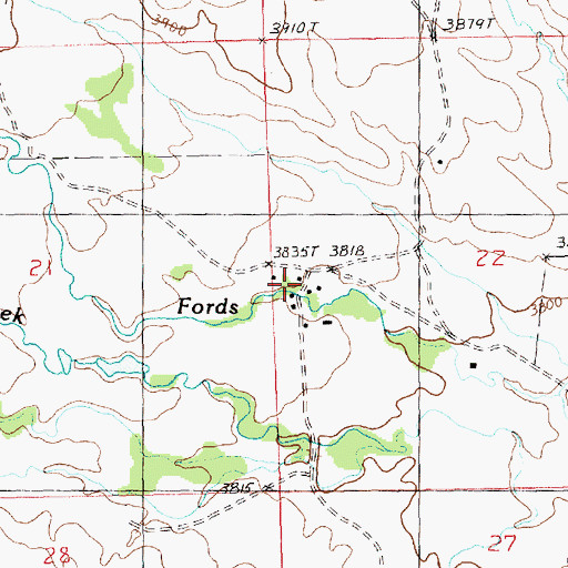 Topographic Map of Fords Creek (historical), MT