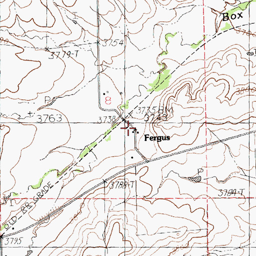Topographic Map of Fergus (historical), MT