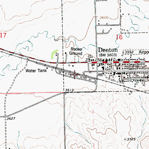 Topographic Map of Denton, MT