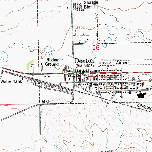 Topographic Map of Denton Post Office, MT