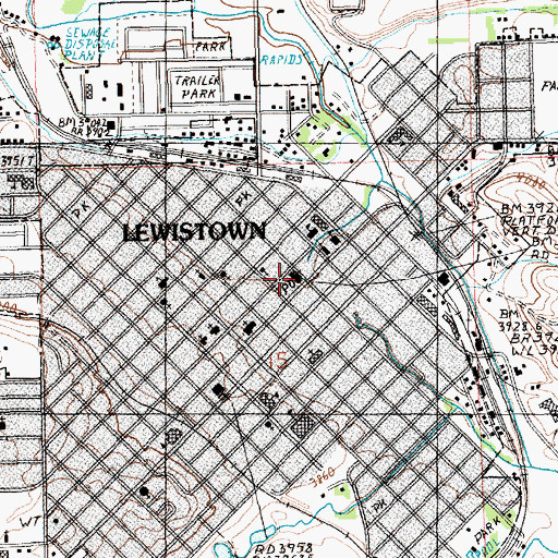 Topographic Map of Lewistown Post Office, MT