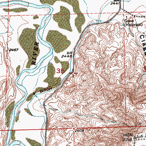 Topographic Map of Judith (historical), MT