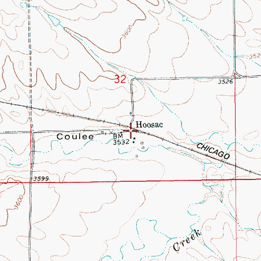 Topographic Map of Hoosac, MT