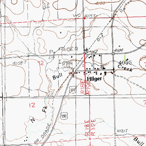 Topographic Map of Hilger Post Office, MT
