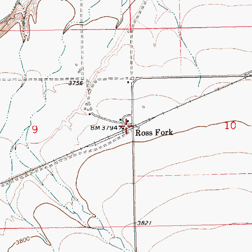 Topographic Map of Ross Fork, MT