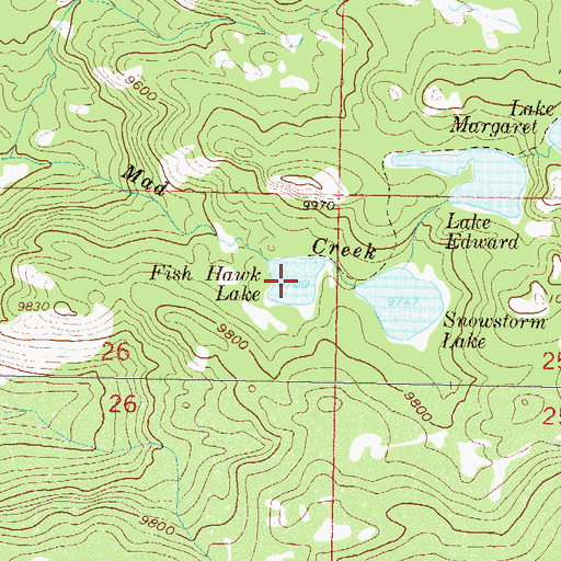 Topographic Map of Fish Hawk Lake, CO