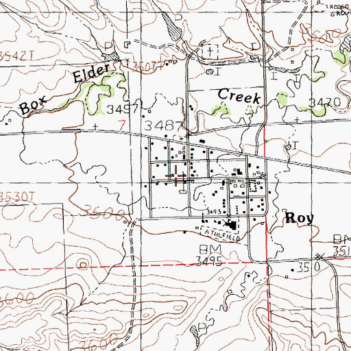 Topographic Map of Roy Post Office, MT