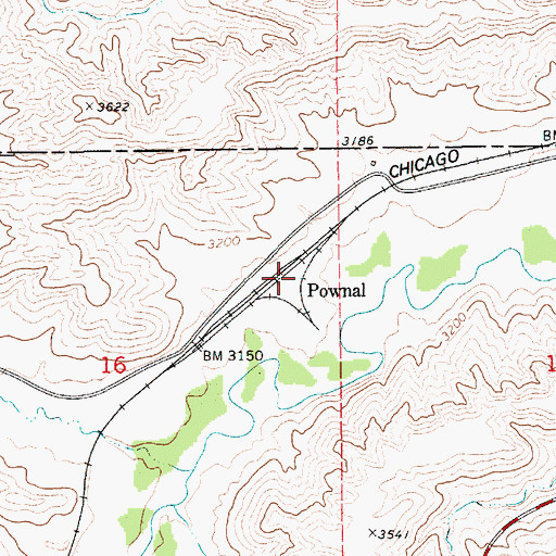 Topographic Map of Pownal, MT