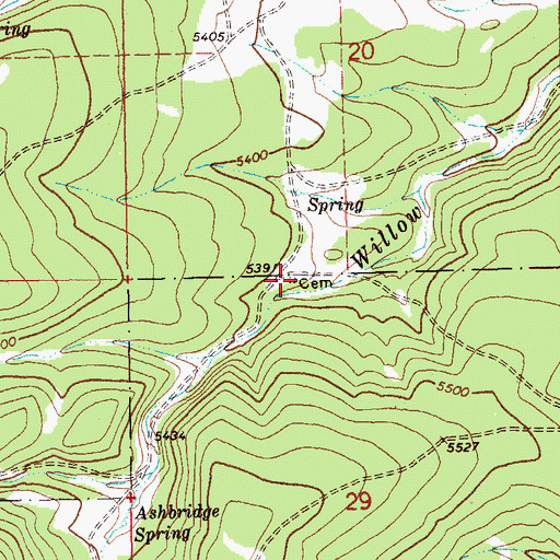 Topographic Map of Pine Grove Cemetery, MT