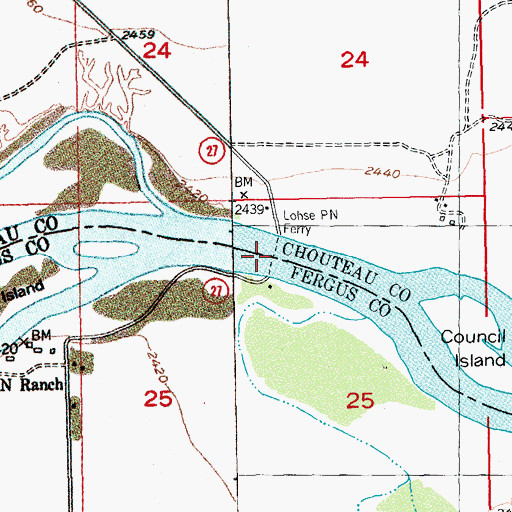Topographic Map of Winifred Bridge, MT