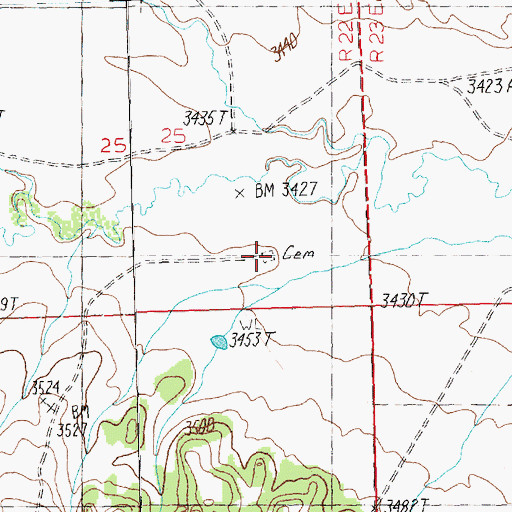 Topographic Map of Dengel Cemetery, MT
