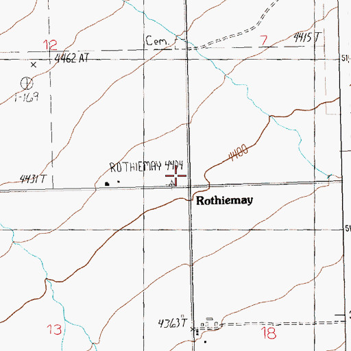 Topographic Map of Rothiemay Post Office (historical), MT