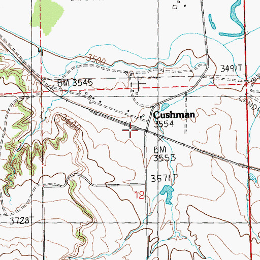 Topographic Map of Cushman Post Office (historical), MT