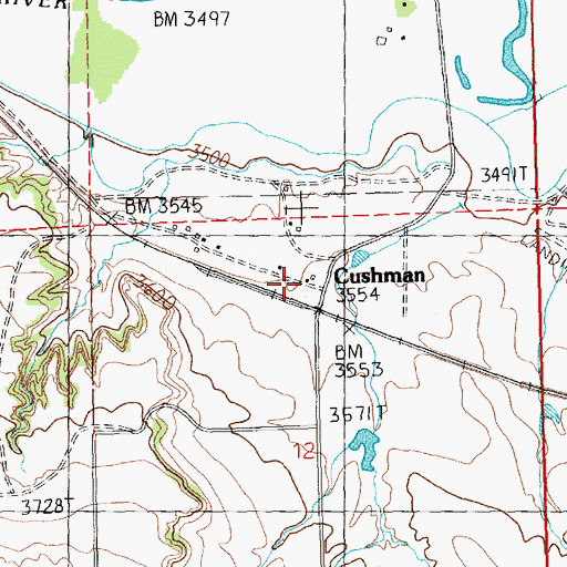 Topographic Map of Cushman, MT