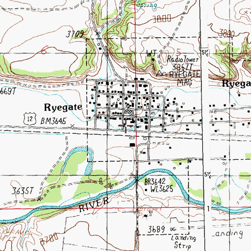 Topographic Map of Ryegate Volunteer Fire Department, MT