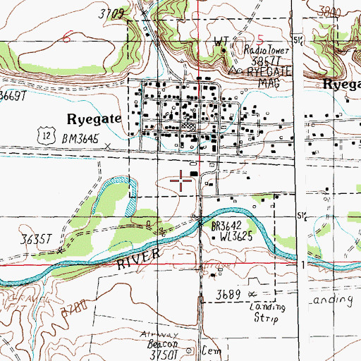 Topographic Map of Ryegate Public Schools, MT