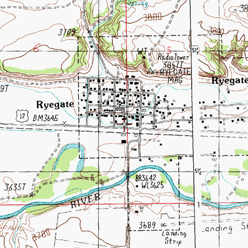 Topographic Map of Ryegate City Park, MT