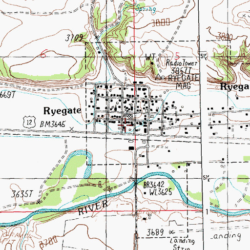 Topographic Map of Golden Valley County Sheriff's Office, MT