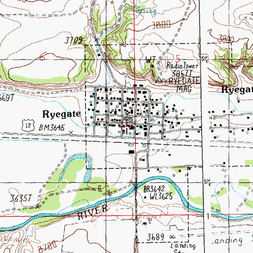 Topographic Map of Golden Valley Court House, MT