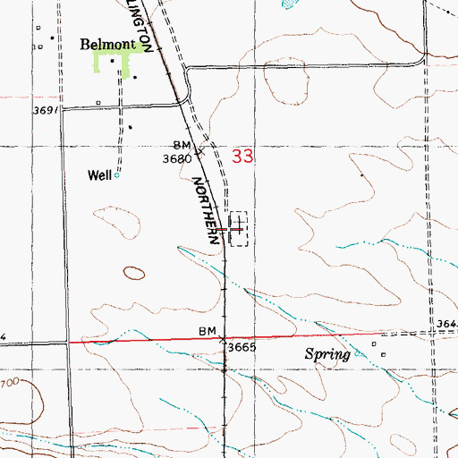 Topographic Map of Belmont Cemetery, MT