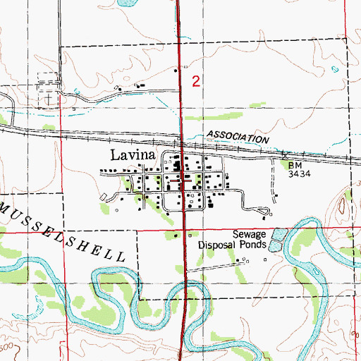 Topographic Map of Lavina City Park, MT