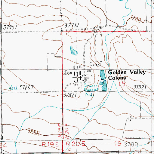 Topographic Map of Golden Valley Colony School, MT