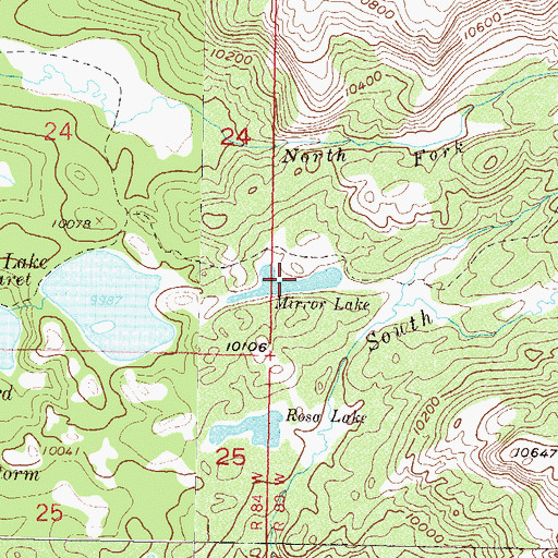 Topographic Map of Mirror Lake, CO